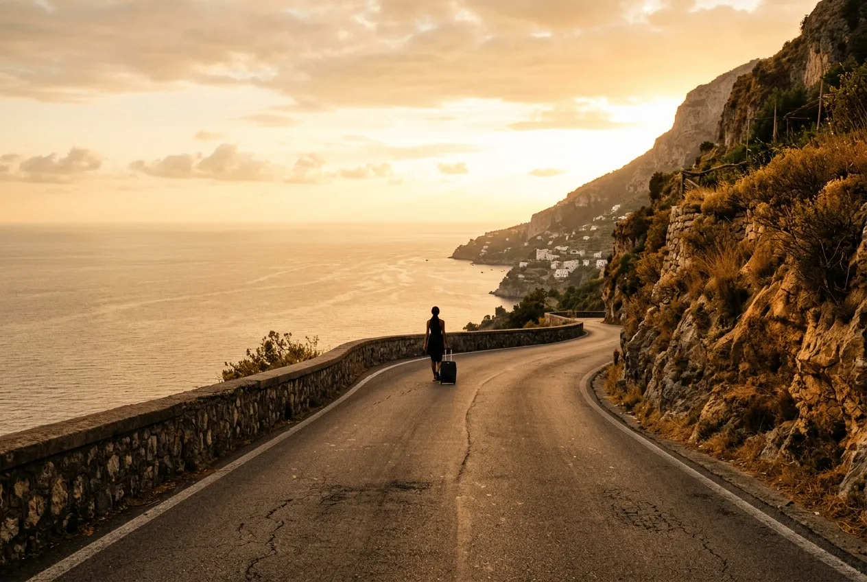 A coastal road at golden hour — the start of a confident journey